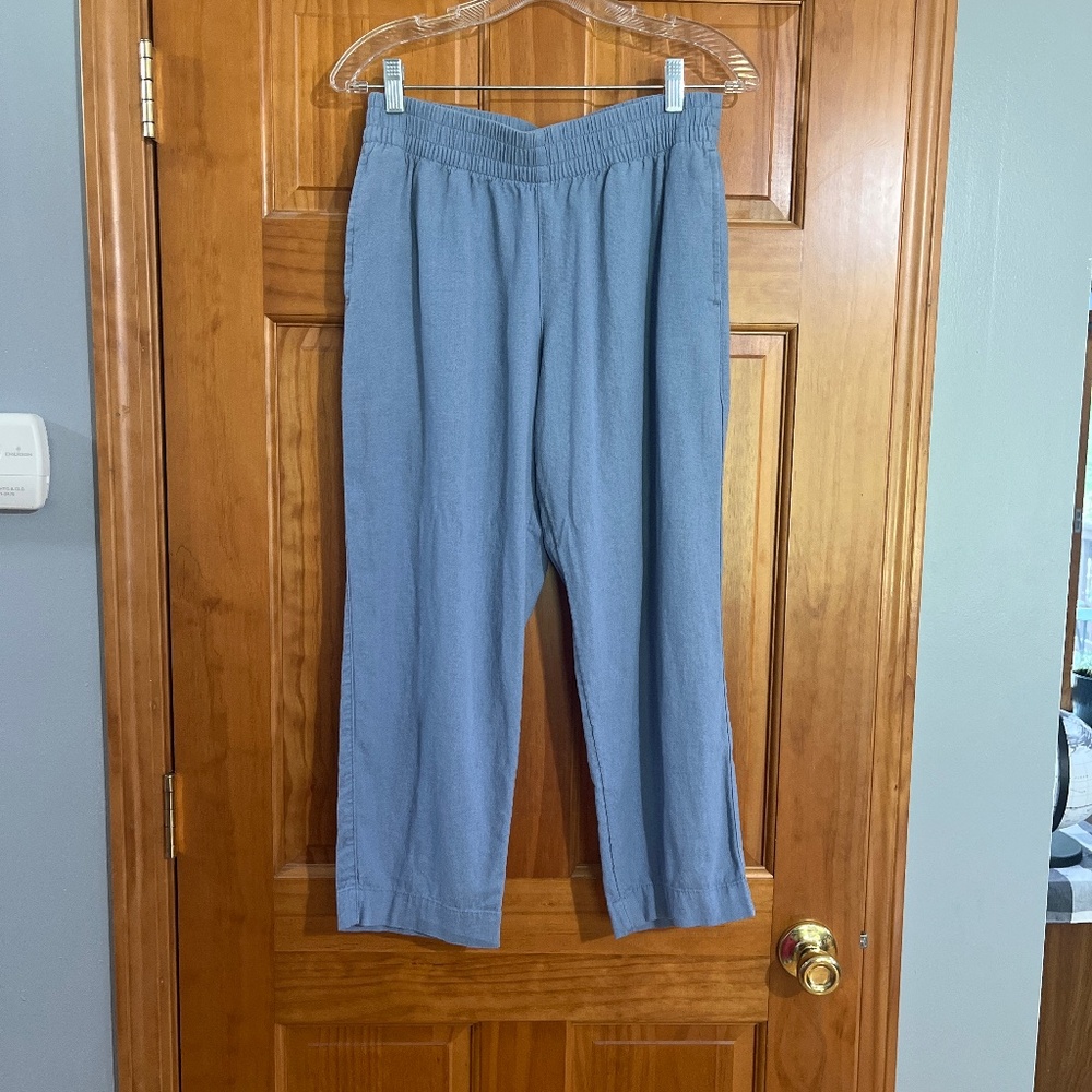 Old navy linen pants blue cropped wide leg